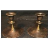 "Roycroft" A & C Hammered Copper Candleholders