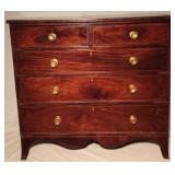 Circa 1810 Country Cherry 5 Drawer Chest w/ Inlay