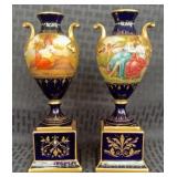 Pair of Antique Vienna Porcelain "Heer" Urns