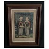 Antique "Currier & Ives" Print "Little Brothers"