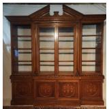 Antique Inlaid Walnut Breakfront China Cabinet