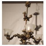 Important Antique Figural Gasolier Hanging Fixture