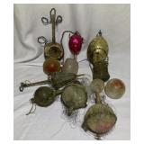 11 Antique Blown Glass Christmas Ornaments