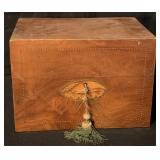 Vintage Mahogany Humidor with Tobacco Leaf Inlay