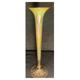 Fine "Tiffany" Bronze & Glass Trumpet Vase