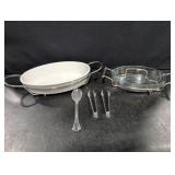 Casserole dishes (no lids) with Metal serving