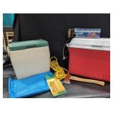 Oscar cooler, Rubbermaid cooler, tarp, rope,