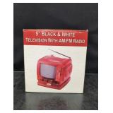 5" KitKat black and white television with AM/FM