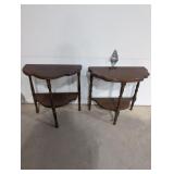 2 - half moon tables - 24"w x 12"d x 23"h, 22"w x