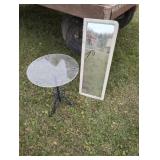 Side table metal frame plastic top, vintage