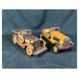 Pair of vintage antique wood cars