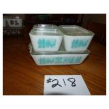 Pyrex turquoise amish butterprint refrig. dishes