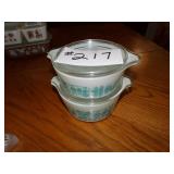 Pyrex turquoise amish butter print casserole dish