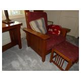 mission style oak arm chair w/ matching ottoman