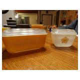 2) Pyrex Butterfly Gold covered refrig dishes