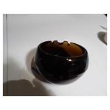 vintage Viking glass large brown orb ashtray