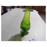 vintage Viking glass green petal vase