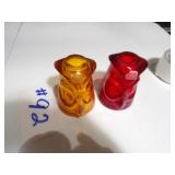 2) Viking glass owl tops for princess lamps