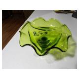 vintage Viking glass epic drape avocado candy dish