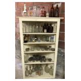Vintage Glass Bottles & Jars w/ Corner Cabinet