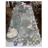 Huge Lot of Clear Glass Punchbowl Plates Cups