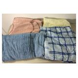 Lot of 4 Chenille Blankets Blue Yellow Pink