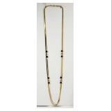 Gold Tone Necklace with Black Beads 40" l