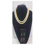 VTG Costume Jewelry- Faux Pearl Necklace &