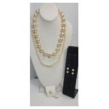 VTG Costume Jewelry Pearls Necklace, Earrings &