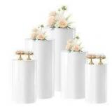 AS IS! 5pc White Metal Wedding Cylinder Decor B106