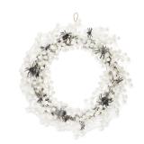 Halloween White Spiders & Web Wreath, 20" AZ8