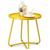 Metal Round Outdoor End Table Yellow  A85C