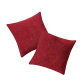 Solid Chenille Pillow Set2pc  Red, 18" x 18" AZ16