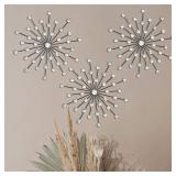 3 Set Black Metal Jeweled Wall Art A107