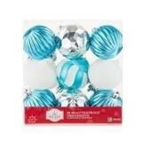 18 Shatterproof Ornaments Blue/White/Silver A94