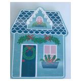 2PK Blue Wooden Christmas House Decor A90