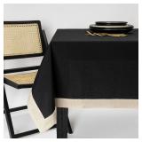 Thyme & Table  Tablecloth, Black/ Gold Border AZ22