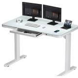 $280 Glass Standing Desk with Drawer 48" AS IS B40