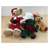 (4) Bear Christmas Stuffed Animals