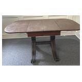 Mahogany Drop leaf table with harp style base, on