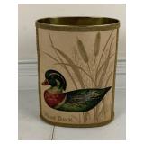 Vintage Wood Duck Metal Trashcan by Cheinco,