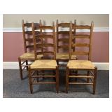 (4) Ladder Back Chairs with Rush bottom, 42", in