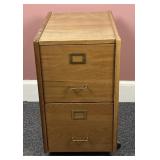 2 Drawer Wooden Rolling filing Cabinet 23 1/2"x15