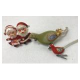 (3) Vintage flocked ornaments