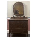 Antique Dresser with mirror, 3 drawer 35