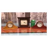 Small wooden case mantle clocks