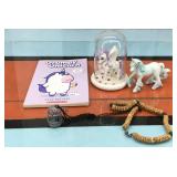 Unicorn figurines & beaded necklace