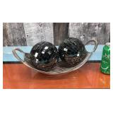 Metal & glass ball decor