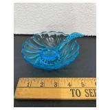 Blue Glass Serving Bowl and Spoon
