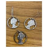 Mercury Dimes Earrings and Pendant